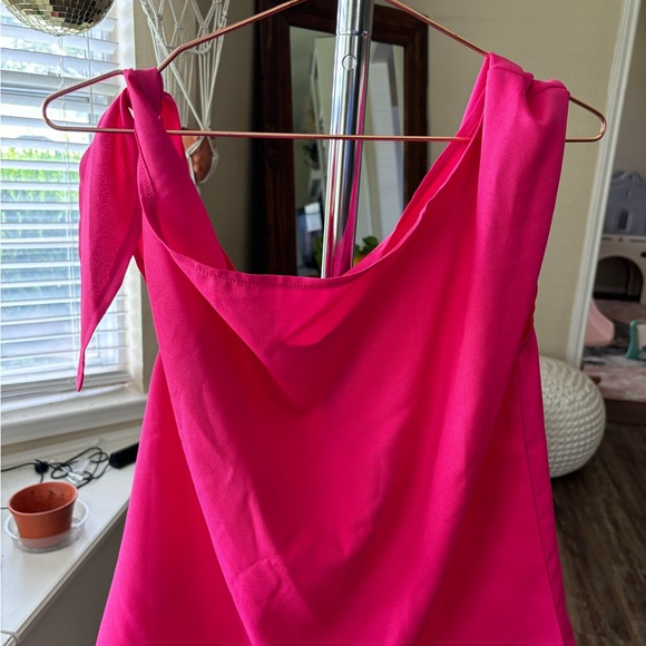 Knot Asymmetrical Neck Solid Blouse - Picture 5 of 6